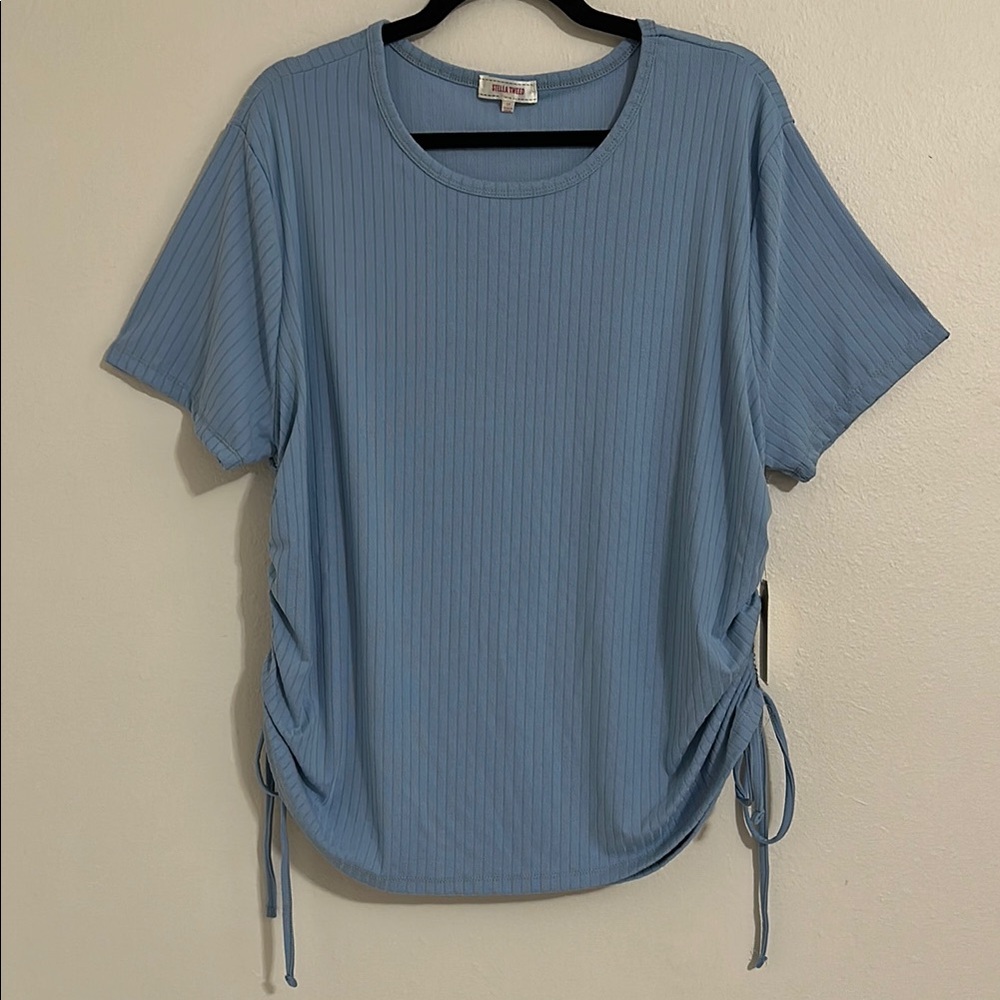 Stella Tweed Ribbed Short Sleeve Top